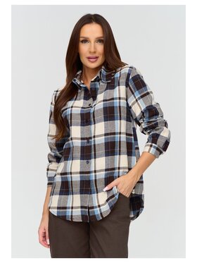 Makadamia Makadamia Koszula C75 Niebieski Loose Fit