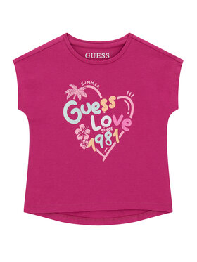 Guess Guess Marškinėliai K6GI03 K6YW4 Tamsiai rožinė Regular Fit