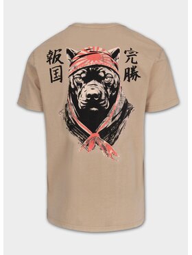 PITBULL PITBULL T-Shirt Koszulka męska Denim Washed BRAVERY XXL Beżowy Regular Fit
