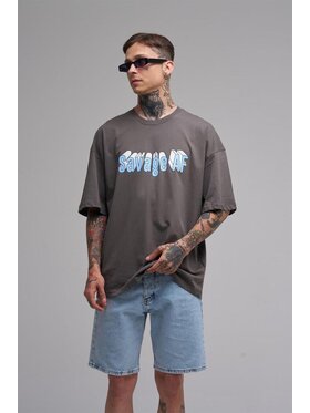 MyStars MyStars T-Shirt Szeroka luźna koszulka z krótkim rękawem 125216 Szary Oversize