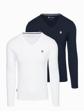 Ombre Ombre Souprava triček s dlouhým rukávem Z103 Barevná Regular Fit
