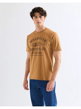 Wrangler Wrangler T-Shirt AMERICANA TEE Beżowy Regular Fit