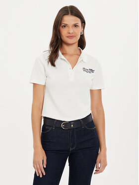 Tommy Hilfiger Tommy Hilfiger Polo marškinėliai Script WW0WW43624 Écru Slim Fit
