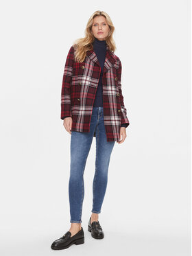 Tommy Hilfiger Prehodni Plašč Tartan WW0WW40256 Rdeča Regular Fit