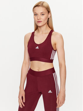 adidas adidas Blúzka Essentials 3-Stripes Crop Top With Removable Pads IK8320 Červená