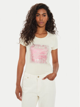 Guess Guess Tričko W4YI24 J1314 Écru Regular Fit