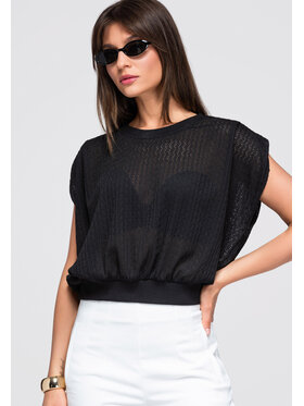 Ombre Ombre Bluzka OW-TS-E0045 Czarny Loose Fit