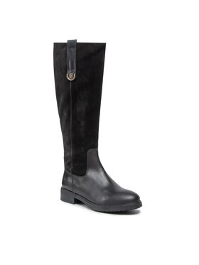 Tommy Hilfiger Tommy Hilfiger Lovaglócsizma Th Hardware Suede Longboot FW0FW05971 Fekete