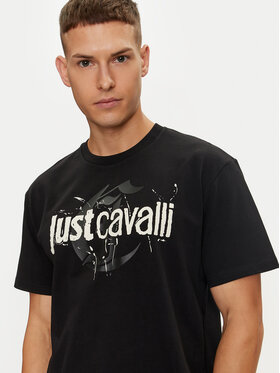 Just Cavalli Majica 76OAHG11 Črna Regular Fit