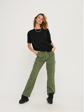 ONLY ONLY Bavlnené nohavice 15300976 Zelená Loose Fit