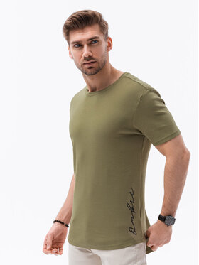 Ombre Ombre T-Shirt S1387 Zielony Regular Fit