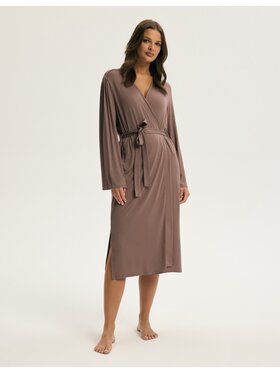 Esotiq Esotiq Szlafrok 44094 Beżowy Regular Fit