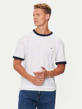 Tommy Jeans Tommy Jeans T-shirt Flag Ringer DM0DM19730 Bijela Slim Fit