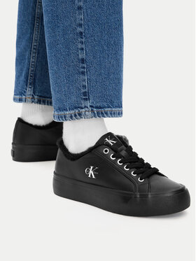 Calvin Klein Calvin Klein Sneakersy Vulc Flatf Laceup Lth Fur HW0HW03235 Černá
