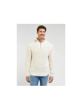 Lee Lee Sweter HALF ZIP KNIT Biały Regular Fit