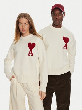 AMI PARIS AMI PARIS Pullover BFUKS006018 Écru Regular Fit