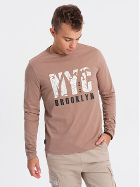 Ombre Ombre Longsleeve OM-LSPT-0115 Brązowy Regular Fit
