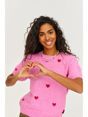 NAOKO NAOKO Svetr Heartbeat Růžová Regular Fit