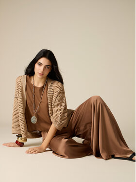 Oltre Oltre Spodnie materiałowe P00PJ002442N012 Brązowy Baggy Fit