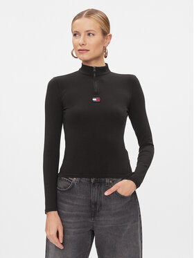 Tommy Jeans Tommy Jeans Blúz Xs Badge DW0DW16496 Fekete Slim Fit
