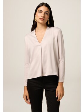 Oltre Oltre Bluzka G388J004175N002 Kremowy Regular Fit