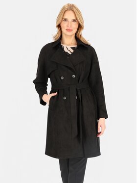 Perso Perso Płaszcz przejściowy BLE252325F Czarny Regular Fit