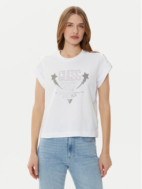 Guess Guess Tričko W5RI06 I3Z14 Biela Regular Fit