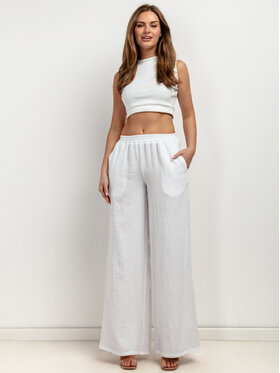 Tessita Tessita Spodnie materiałowe T428/1/M Biały Wide Leg