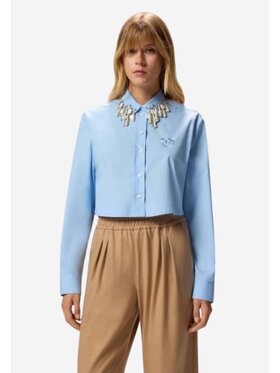 PINKO PINKO Πουκάμισο Camicia caffelatte popeline Γαλάζιο Regular Fit