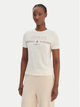 Guess Guess Tricou V6GI06 K2967 Écru Regular Fit