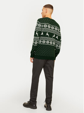 Jack&Jones Džemper Xmas Gabriel 12266118 Zelena Regular Fit