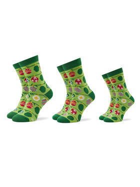 Rainbow Socks Rainbow Socks Set od 3 para unisex visokih čarapa Xmas Balls Zelena