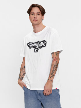 Tommy Jeans Tommy Jeans Tricou Spray DM0DM18272 Alb Regular Fit