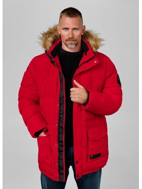 PITBULL PITBULL Kurtka zimowa Kurtka zimowa parka męska z kapturem Forest S Czerwony Regular Fit