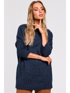 Made of Emotion Made of Emotion Sweter M470 Granatowy Casual Fit