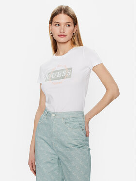Guess Guess T-Shirt Logo W3GI38 J1314 Biały Slim Fit