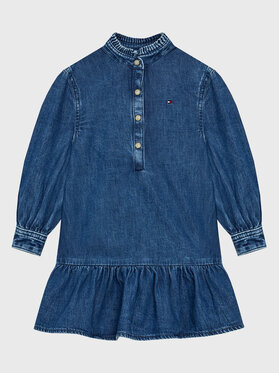 Tommy Hilfiger Tommy Hilfiger Džínsové šaty Denim Frill Collar KG0KG07026 D Modrá Regular Fit