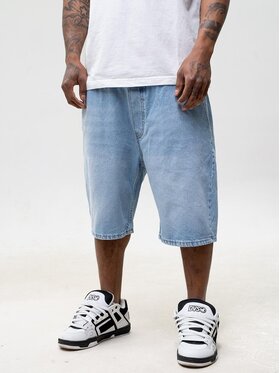 Jigga Wear Jigga Wear Szorty jeansowe Szerokie luźne za duże bagy palmy zachód słońca 130781 Niebieski Baggy Fit