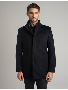 Borgio Borgio Płaszcz wełniany rivara_g Granatowy Slim Fit