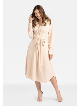 Perso Perso Sukienka codzienna RBE2325177F Beżowy Regular Fit