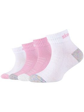 Skechers Skechers Calzini corti da uomo Skechers 4PPK Girls Mesh Ventilation Quarter Socks Rosa