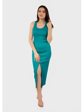 DKaren Sport DKaren Sport Komplet bluzka i spódnica DK-K-P1 Turkusowy Slim Fit