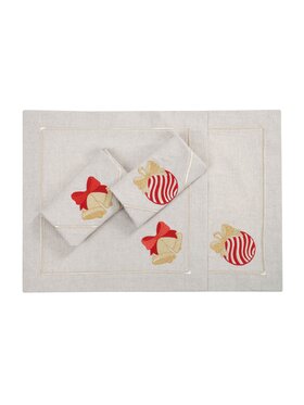 Roseberry Home Roseberry Home Serwetki Jingle Bells & Christmas Bauble Mirha Beżowy