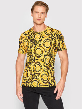 Versace Versace T-Shirt Barocco Print 1000959 Gelb Regular Fit