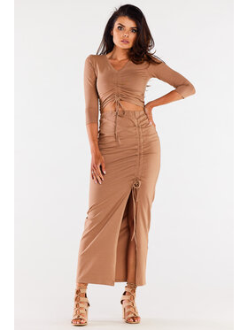 Infinite You Infinite You Spódnica M305 Beżowy Basic Fit