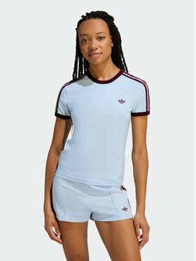 adidas adidas T-Shirt 3 STRIPES SLIM TEE Niebieski jasny Slim Fit