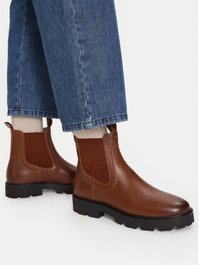 Tommy Hilfiger Tommy Hilfiger Sztyblety Th Monogram Leather Chelsea Boot FW0FW09562 Brązowy