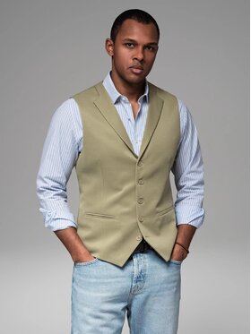 Ombre Ombre Kamizelka garniturowa OM-BLZV-0144 Zielony Slim Fit