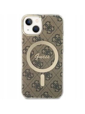 Guess Guess Etui na telefon 4G Metal Gold Logo Brązowy