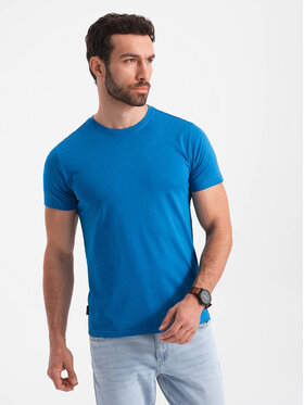 Ombre Ombre T-Shirt OM-TSBS-0146 Modrá Regular Fit